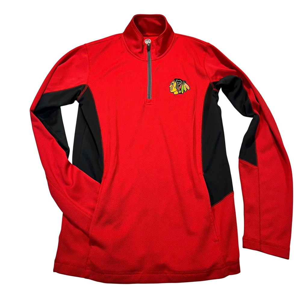 NHL Chicago Blackhawks Knights Apparel Red‎ Quarter Zip Pullover Mens M 38/40